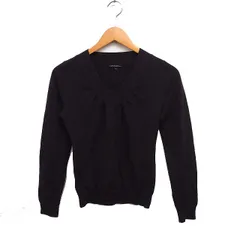 23区 オンワード樫山 ウール Vネック ニット セーター 長袖 無地 38 ブラウン 茶 /FT37