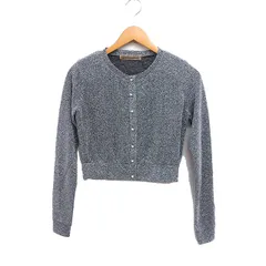 ハニーミーハニー HONEY MI HONEY ラメ カーディガン クロップド丈 丸首 F シルバー /FT46