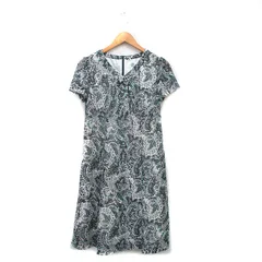 ジェイプレス J.PRESS ワンピース 半袖 ロング Vネック 花柄 M ブラック 黒 /KT25