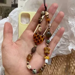 携帯ストラップ 琥珀飴 ハンドメイド ビーズ レトロ シンプル カメラアクセサリー