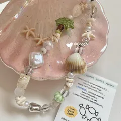 携帯ストラップ 夏 貝殻 ビーズ DIY チェーン カメラストラップ リストストラップ