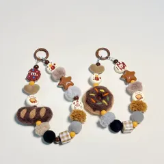 キーホルダー フェルト マスコット 携帯ストラップ アメリカン レトロ ブラウン系 M&M's キャラクター パン デザイン