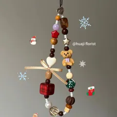 携帯ストラップ クリスマス クマ ビーズ アクセサリー インスタ 人気 新作 かわいい