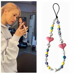 携帯ストラップ ビーズ レトロ インス 掛け紐 多用途 ユニバーサル リストバンド ショートチェーン カラービーズ プリント