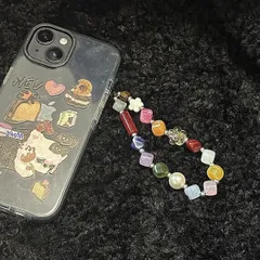 カメラストラップ ハンドメイド レトロ ビーズ チェーン カラフル 光沢 可愛い バッグアクセサリー