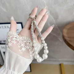 スマホストラップ 卸売り 新作 高級感 軽奢華 パール ダイヤモンド スマホケース キーホルダー アクセサリー
