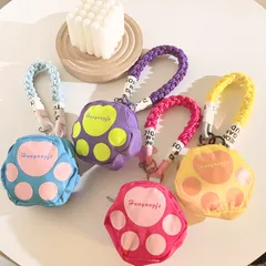 バッグチャーム 猫足 黄色 アニメ 携帯ストラップ 短め 小銭入れ 収納ポーチ リストバンド スマホケース 汎用