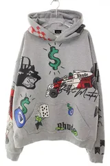 ルード RHUDE DOODLE HOODIE GREY L ドゥードゥル フーディ プルオーバー パーカー ロゴ グレー 【ブランド古着ベクトル】【中古】250823