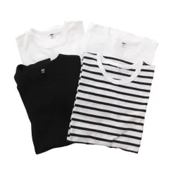 ユニクロ UNIQLO 4点セット Tシャツ ロンＴ 長袖 無地 ボーダー柄 L XL 黒 ブラック 白 ホワイト /NU