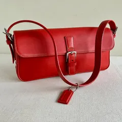 Vintage Coach East West Hamptons Mini Demi Baguette Bag Red Leather Y2K