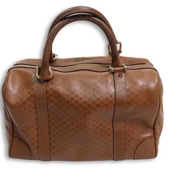 【90s】CELINE セリーヌ ボストンバッグ 茶 トリオンフ マカダム 本革 PVC×レザー ヴィンテージ 自立 旅行カバン ゴールド金具 手提げ