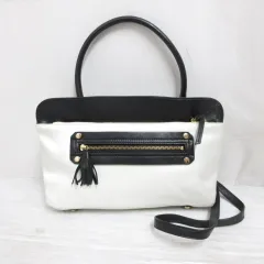 ガリャルダガランテ GALLARDAGALANTE 2WAY ショルダー ハンド バッグ バイカラー 白 黒 一部レザー 切替え
