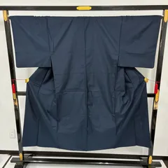 男着物 正絹 亀甲 お召し 藍染め 袷 着物 MK-4630