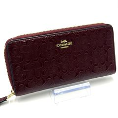 人気】COACH コーチ 長財布 クロコ型押し ラウンドファスナー 赤