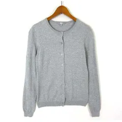 ユニクロ UNIQLO UVカット クルーネック カーディガン ニット コットン 長袖 M グレー