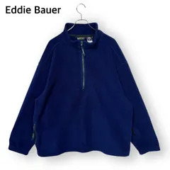 エディーバウアー Eddie Bauer EBTEK ハーフジップ  アノラック フリース プルオーバー 希少 紺 ネイビー メンズ Lサイズ ポリエステル メキシコ製 古着 アウトドア キャンプ ゆるだぼ ビッグシルエット ストリート 90s ヴィンテージ