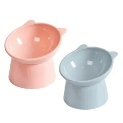 Saki&Masa フードボウル 傾斜 軽量 猫 犬 ペットボウル えさ皿 水飲み ペット プラスチック 食器 2個セット (ピンク.ブルー) [ピンク.ブルー]のサムネイル