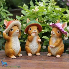 置物 うさぎ 森のうさぎ きのこ帽子 S オーナメント ガーデニング ラビット カントリー ラビットグッズ うさぎグッズ うさぎ雑貨