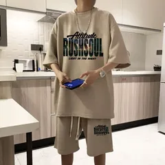 Tシャツ ショートパンツ セットアップ 上下 メンズ 半袖 アメカジ ロゴ 夏 ハーフパンツ ゆったり ビッグTシャツ ルームウェア 部屋着 運動着 ストリート ダンス 韓国 ファッション