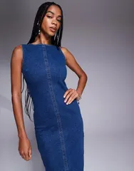 エイソス レディース トップス ワンピース ミニ ミディ デニム ASOS DESIGN deniminimal midi dress in dark wash Dark Wash デニム