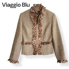 ビアッジョブルー Viaggio Blu ツイード ジャケット レオパード フリル 