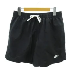ナイキ NIKE 美品 ショートパンツ イージー スウォッシュ ロゴ 刺繍 L 黒 ブラック 1012 ■YHS6