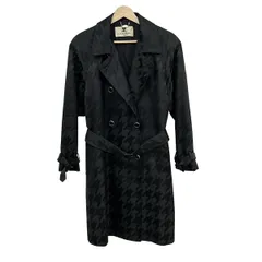 COURREGES(クレージュ) コート サイズ9 AR レディース美品  - 黒 長袖/肩パッド/千鳥格子柄/春/秋