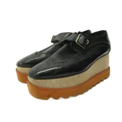 ステラマッカートニー STELLA McCARTNEY ローファー シューズ ウイングチップ レザー 厚底 38 25.0cm 黒 ブラック 0117 IBO87