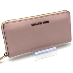 マイケルコース MICHAEL KORS 長財布 ラウンドファスナー お札入れ レディース ピンク ゴールド金具 レザー