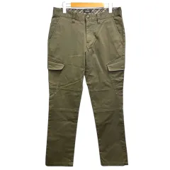 バーバリーブラックレーベル BURBERRY BLACK LABEL ワークパンツ チノパン ストレッチ ワンポイント ロゴ プレート 76 カーキ