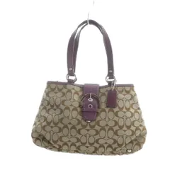 コーチ COACH F17402 トートバッグ ハンド キャンバス レザー シグネチャー ベージュ 紫 ■GY20 /MQ