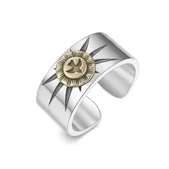 [Hanayaka] 指輪 メンズ リング シルバー925 太め ごつい サンイーグル シンプル リング レトロ ジュエリー ヴィンテージ アクセサリー 0