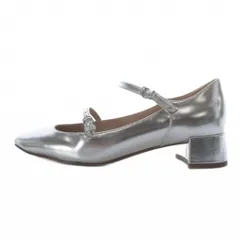 コールハーン COLE HAAN パクストン メリージェーン パンプ パンプス ローヒール スクエアトゥ ストラップ レザー 6.5B シルバー色 /YO34