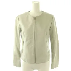 アナイ ANAYI ラムレザーファスナー ジャケット ノーカラージャケット 34 ライトグレー /DF ■OS