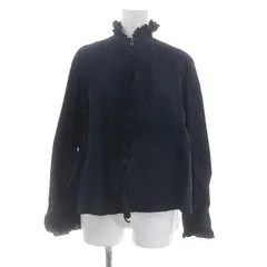 サイ SCYE Washed Cotton Poplin Pin Tuck Blouseブラウス 長袖 レースフリル 36 紺 ネイビー /MI ■OSのサムネイル