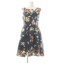 チェスティ Chesty ノースリブフレアワンピース 膝丈 花柄 0 紺 ネイビー マルチカラー /DO ■OS