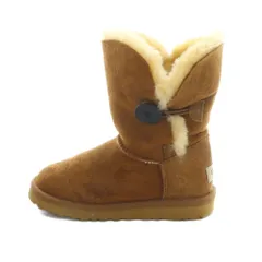 アグ オーストラリア UGG australia BAILEY BUTTON 5803W ムートンブーツ ショート ロゴ ボア スエード US6 23cm 茶 ブラウン ■GY18 /MQ