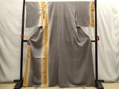 平和屋着物○上質な色無地 横段鹿の子地紋 薄青色 正絹 逸品