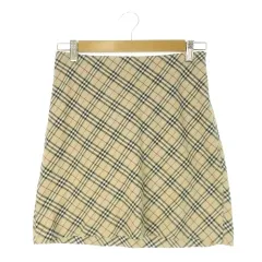 バーバリーブルーレーベル BURBERRY BLUE LABEL スカート 台形 ミニ ノバチェック コットン 38 M ベージュ /CK21 ■GY22