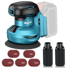 【迅速に発送】【2025最新改良】SEESII 電動サンダー ランダムサンダー コードレス 小型 研磨 ポリッシャー 7段階調速 高集塵機能 2個集塵袋付 20枚マジックテープ式サンドペーパー 仕上げサンダー DIY日曜大工 木工作業 研磨 d3bef101