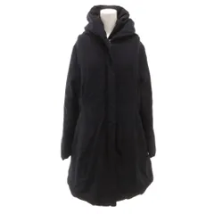 ユニクロ UNIQLO U 美品 ダウンコート ウール XL 紺 ネイビー フード付き 長袖 無地 ミドル丈 /SJ ■ECF001