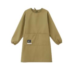 [Clove Cube] 【クローブキューブ】かっぽう着 男女兼用 タスラン素材 撥水 防油 ゆったりフリーサイズ 快適ストレッチ袖口 ファスナーポケット付き (カーキ) [カーキ]