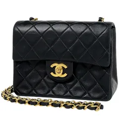 シャネル CHANEL ミニ マトラッセ シングルフラップ チェーン ショルダーバッグ ショルダーバッグ レザー ブラック A01115 レディース 【中古】