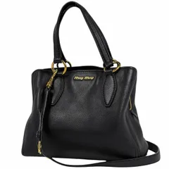 ミュウ ミュウ Miu Miu ヴィッテロ カリブ ハンドバッグ 2WAY ショルダーバッグ ハンドバッグ レザー ブラック レディース 【中古】