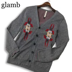 glamb グラム ネイティブ柄★ ニット カーディガン Sz.2 メンズ グレー 日本製のサムネイル
