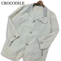 CROCODILE クロコダイル 春夏★ ボーダー カバーオール ジャケット Sz.LL メンズ 灰 グレー 大きいサイズ