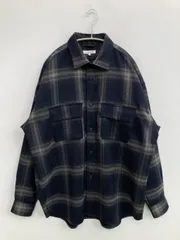 GLOBAL WORK グローバルワーク シャツ/ブラウス M ネイビー チェック柄 ミドル丈 長袖 レギュラーカラー