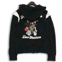 Luv maison JACKROSE ジャックローズ ロゴ スカル バック 刺繍★ スウェット ジップ パーカー Sz.M メンズ 黒のサムネイル