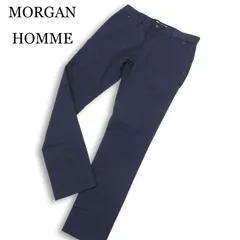 MORGAN HOMME モルガン オム 通年 【インド製生地 Vardhman社】 ストレッチ スリム パンツ Sz.M メンズ ネイビー 日本製のサムネイル