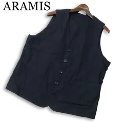 ARAMIS アラミス 春夏 麻★ リネン混 ベスト ジレ Sz.L メンズ 紺 ネイビーのサムネイル